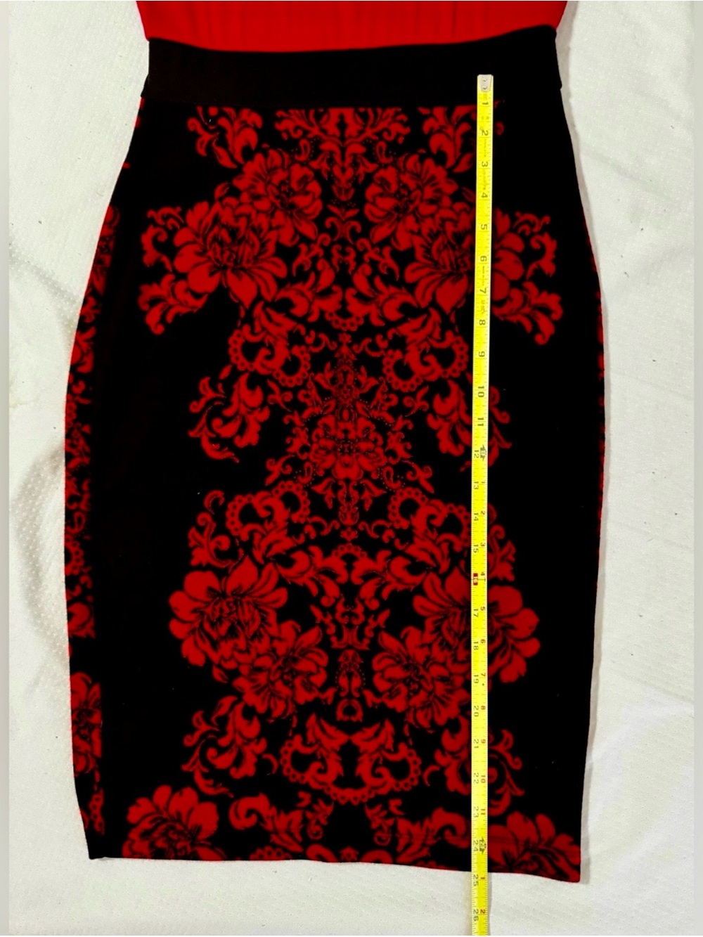 VENUS Colorblock Floral Damask Sheath Bodycon Dress Red Black - Size Small - Picture 12 of 13